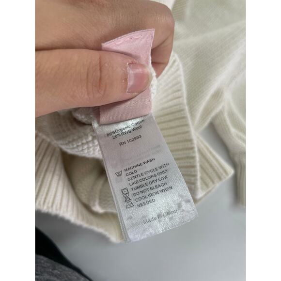 Adam Lippes Sweater Womens Small White Puff Sleeve Knit Turtleneck Cotton Wool - Picture 8 of 12